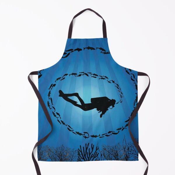 Item preview, Deep Water Diver Fish Shoal Square designed and sold by TheInkElephant.