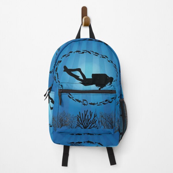Item preview, Deep Water Diver Fish Shoal Square designed and sold by TheInkElephant.