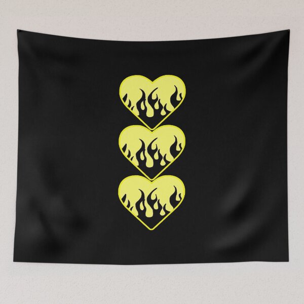Item preview, 3 layered black flame yellow heart designed and sold by stickersbyro ☆.