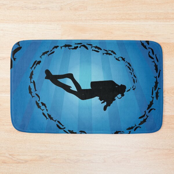 Item preview, Deep Water Diver Fish Shoal Square designed and sold by TheInkElephant.