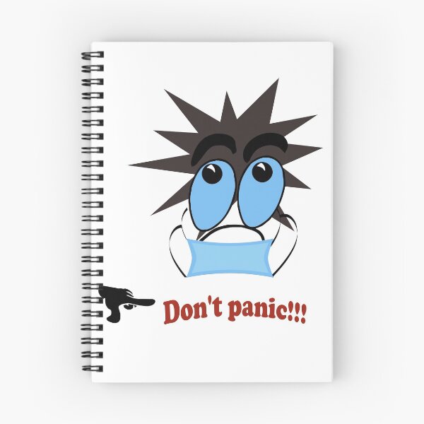 Item preview, Character wearing a medical mask with the word "don't panic" designed and sold by Olha Volokhova.