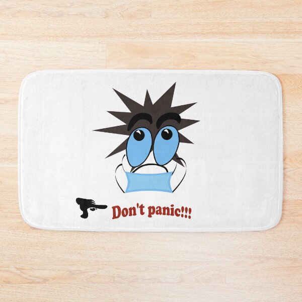 Item preview, Character wearing a medical mask with the word "don't panic" designed and sold by Olha Volokhova.