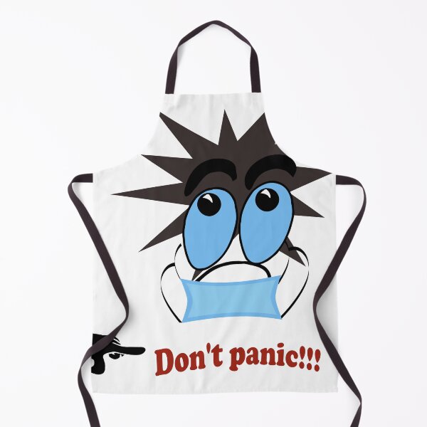 Item preview, Character wearing a medical mask with the word "don't panic" designed and sold by Olha Volokhova.