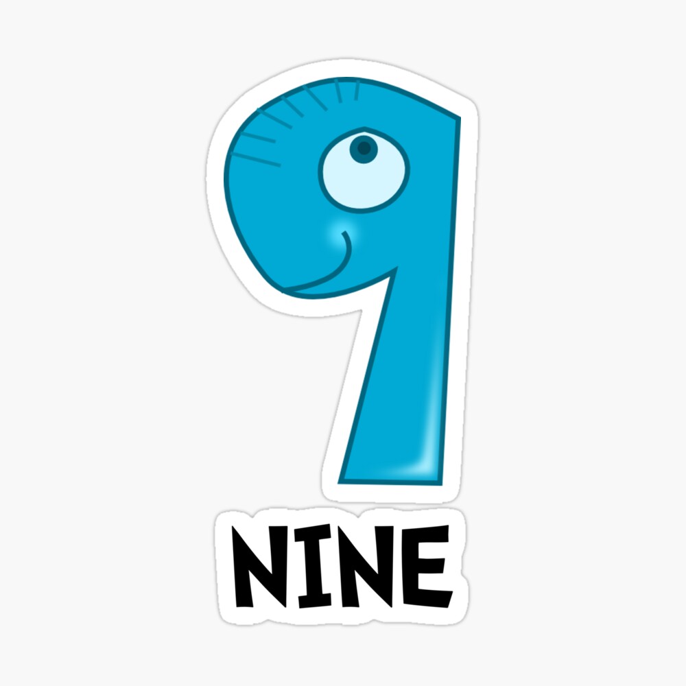 Number Nine (9) Fluorescent Circle or Square Labels