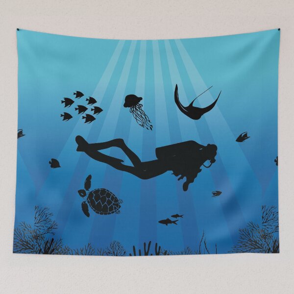 Item preview, Deep Water Diver Sea Life Square designed and sold by TheInkElephant.