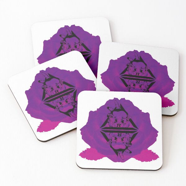 Item preview, hand-drawn dark skulls logo on cool background rose flower designed and sold by Half Mess.