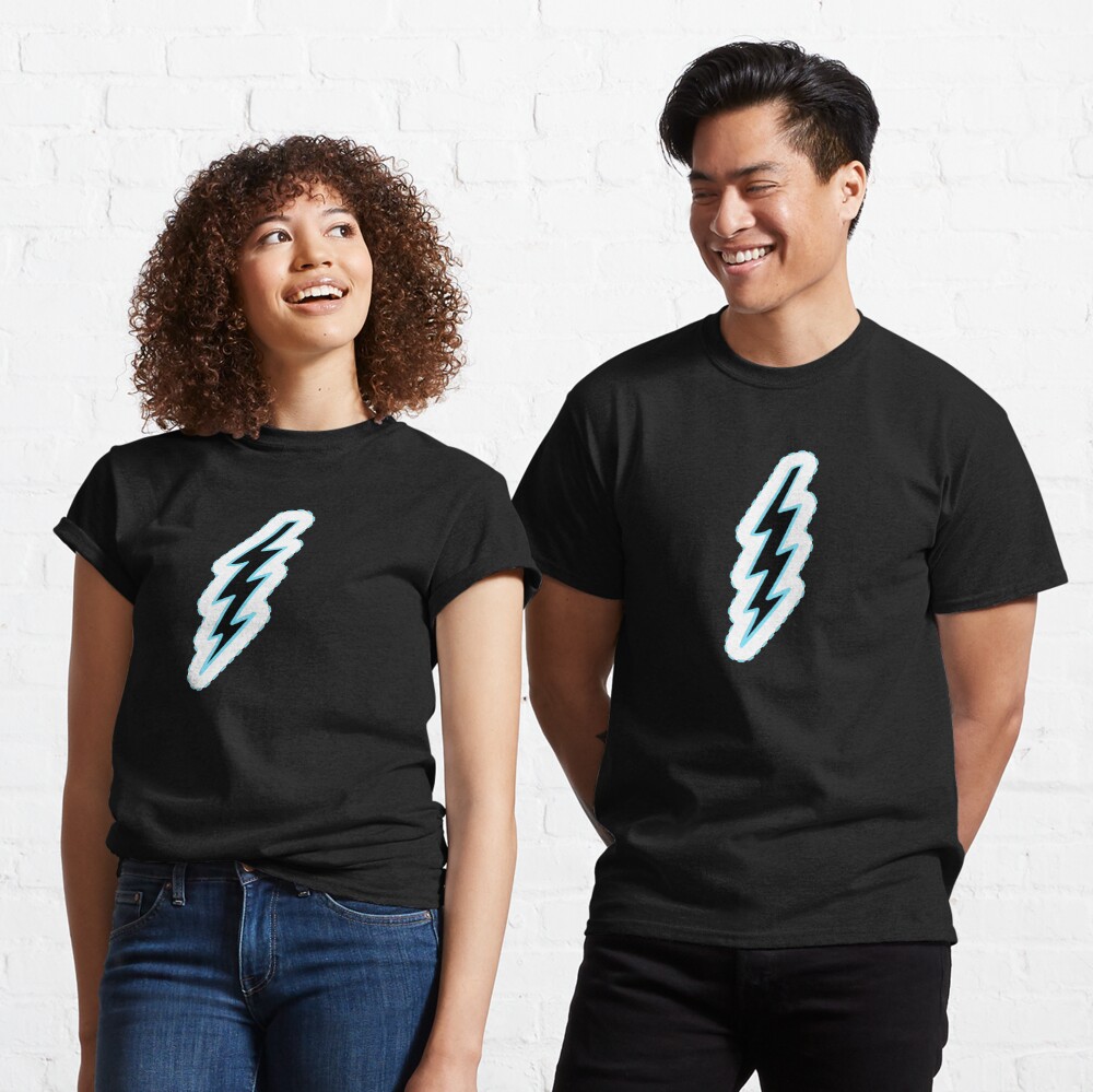 Discover Cool Lightning Bolt Symbol Black And Blue Storm Thunder Sky Classic T-Shirt
