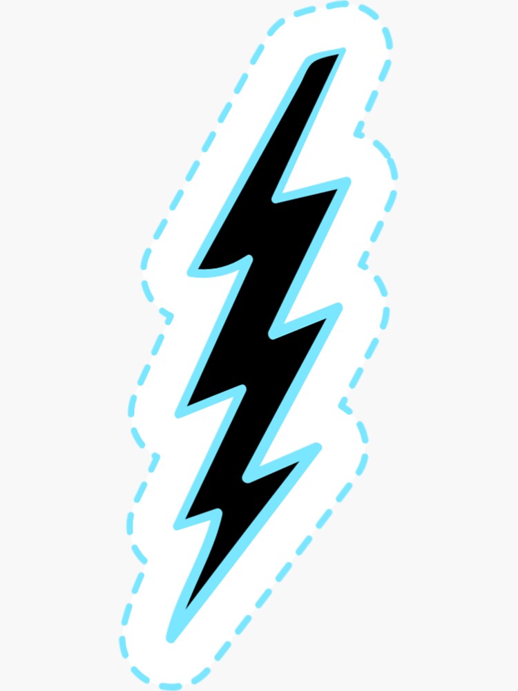 Disover Cool Lightning Bolt Symbol Black and Blue Storm Thunder Sky Sticker