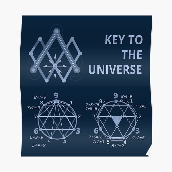 Key To The Universe (light blue on dark monochrome) Poster