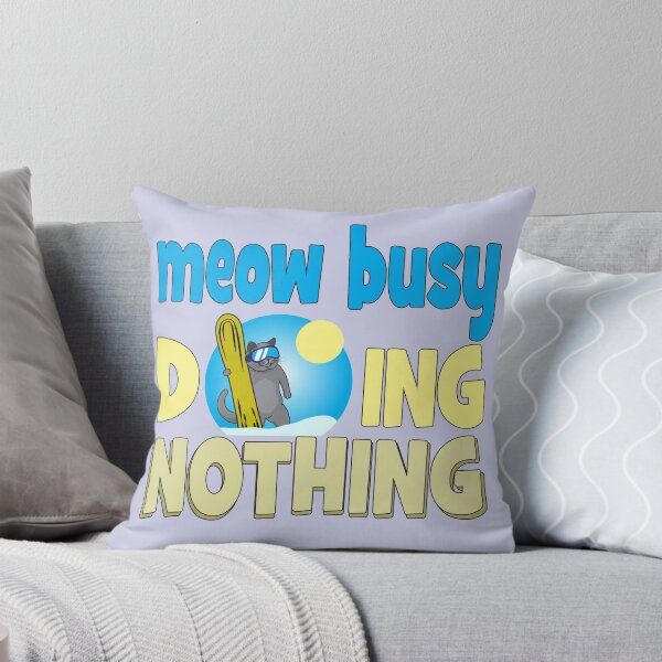Item preview, Meow Busy Doing Nothing - Funny Cat Snowboarder designed and sold by MiloCuteCat.