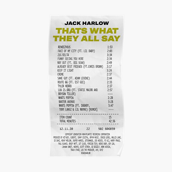 That's What They All Say - Album Receipt Poster