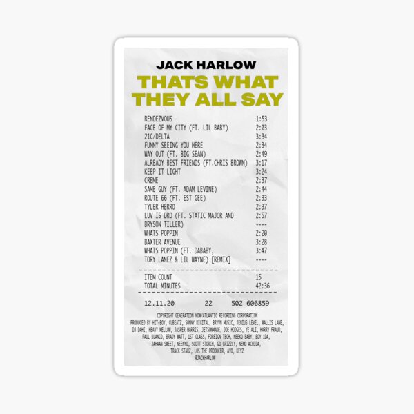 That's What They All Say - Album Receipt Sticker