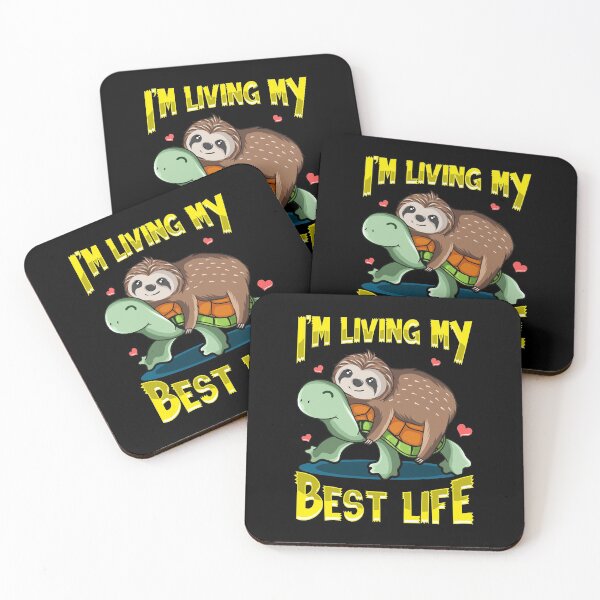 Item preview, Cute I'm Living My Best Life Sloth & Turtle Pun designed and sold by perfectpresents.