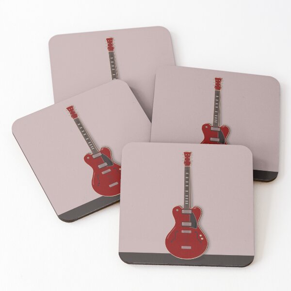 Item preview, Red semi-electric guitar against a brown background | Vector digital art designed and sold by L Sq.