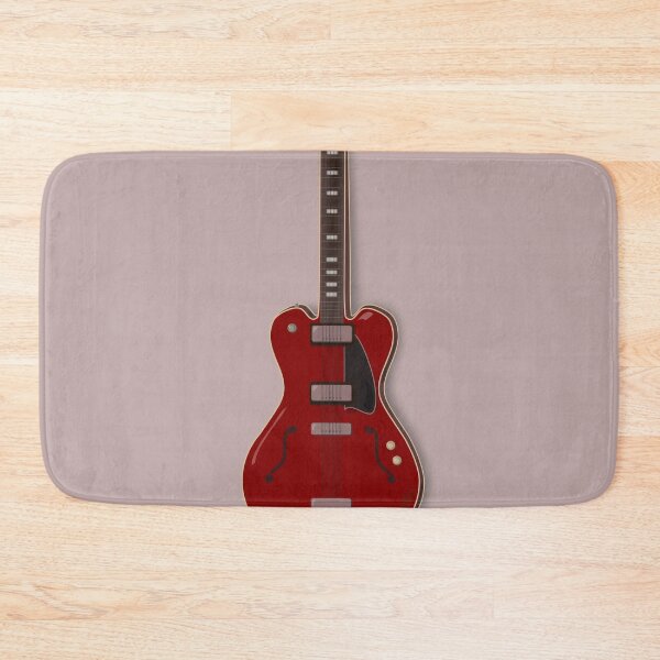 Item preview, Red semi-electric guitar against a brown background | Vector digital art designed and sold by L Sq.