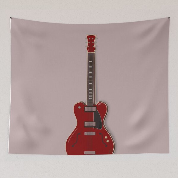 Item preview, Red semi-electric guitar against a brown background | Vector digital art designed and sold by L Sq.