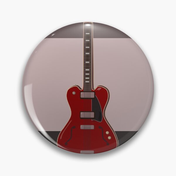 Item preview, Red semi-electric guitar against a block striped brown background | Vector digital art designed and sold by L Sq.