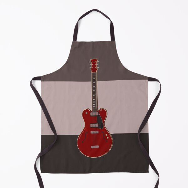 Item preview, Red semi-electric guitar against a block striped brown background | Vector digital art designed and sold by L Sq.