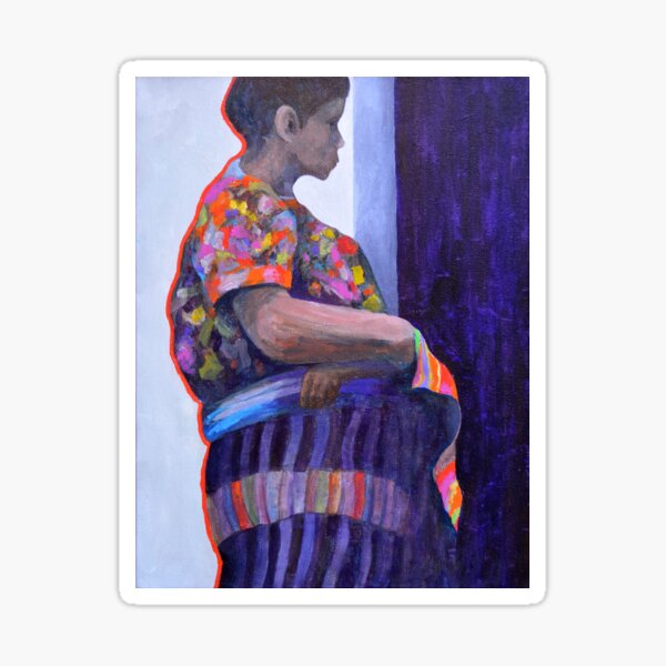 Guatemalan woman in doorway Sticker
