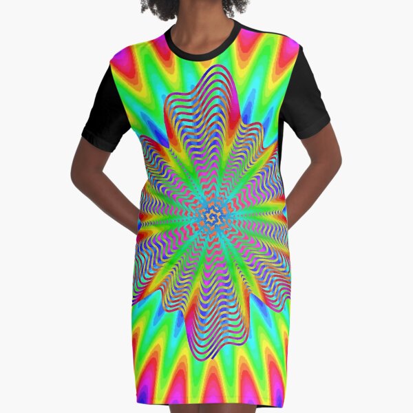 Trippy Decorative Pattern Graphic T-Shirt Dress