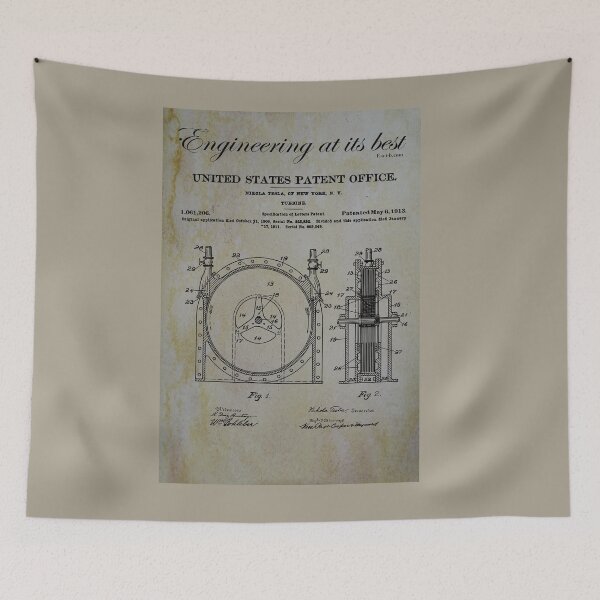 Item preview, Nikola Tesla-Tesla_Turbine_Poster-yellowed designed and sold by Redlilatomcad.