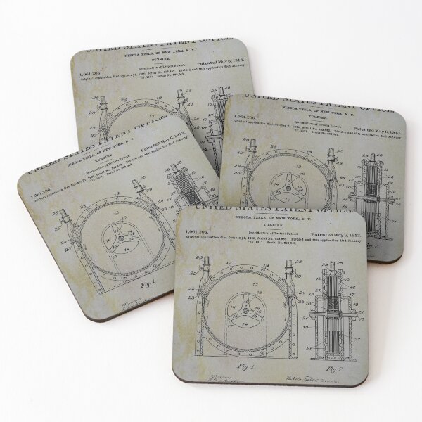 Item preview, Nikola Tesla-Tesla_Turbine_Poster-yellowed designed and sold by Redlilatomcad.