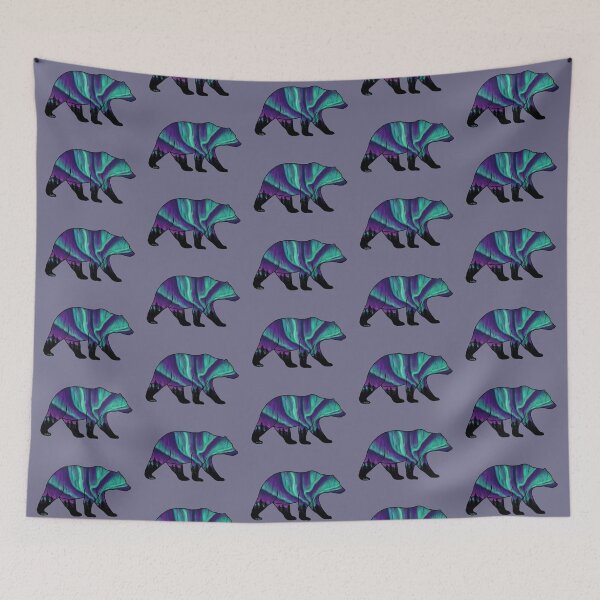 Item preview, Brown Bear Silhouette - Northern Lights - Storm Gray designed and sold by EcoElsa.