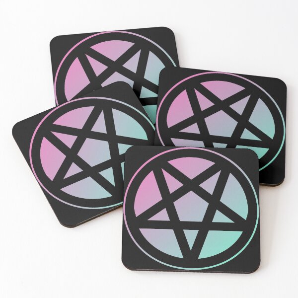Item preview, Inverted Pentagram Pink/Cyan Color Gradient | Satanic designed and sold by Godstomper.