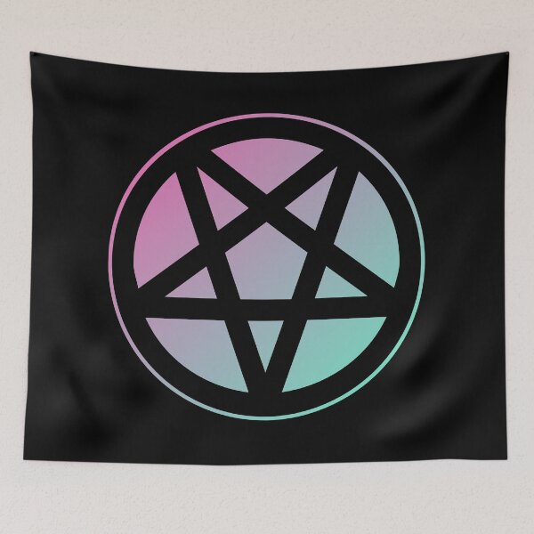 Item preview, Inverted Pentagram Pink/Cyan Color Gradient | Satanic designed and sold by Godstomper.