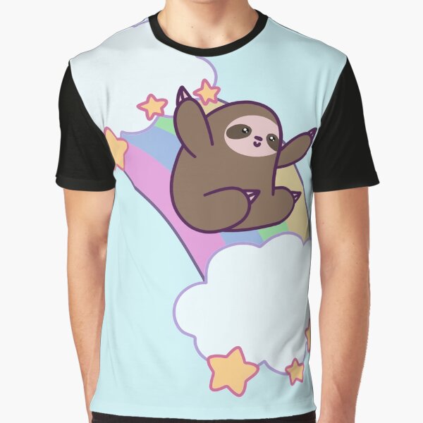 Rainbow Cloud Sloth Graphic T-Shirt