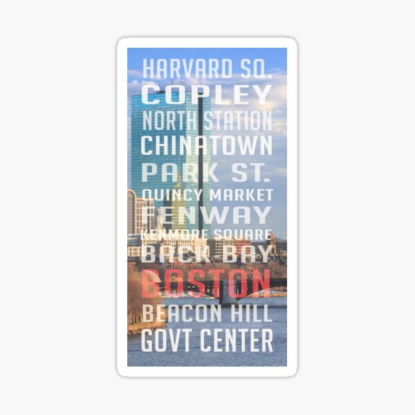 Boston Subway Stops Sticker