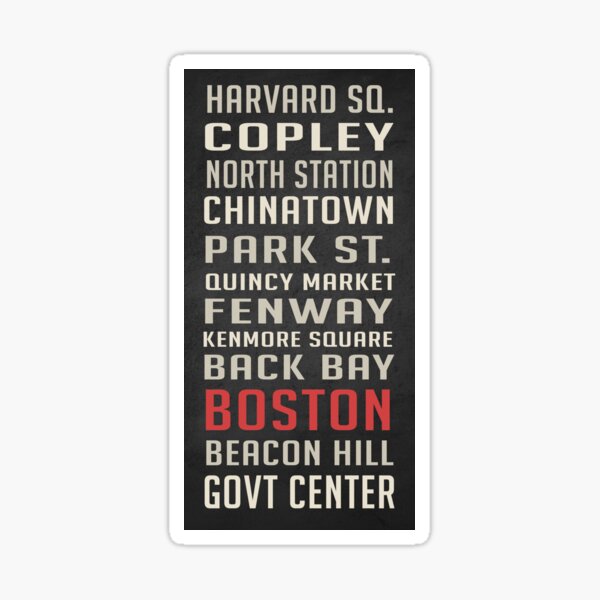 Boston Subway Stops Poster Sticker