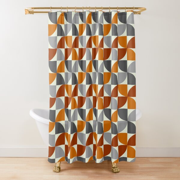 Grey and Orange Mid Century Modern Shower Curtain