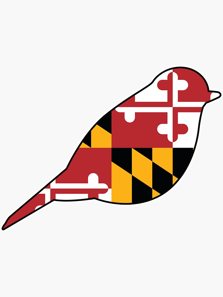 Thumbnail 3 of 3, Sticker, Maryland Flag Bluebird for Birb Lovers designed and sold by MarylandStyle.
