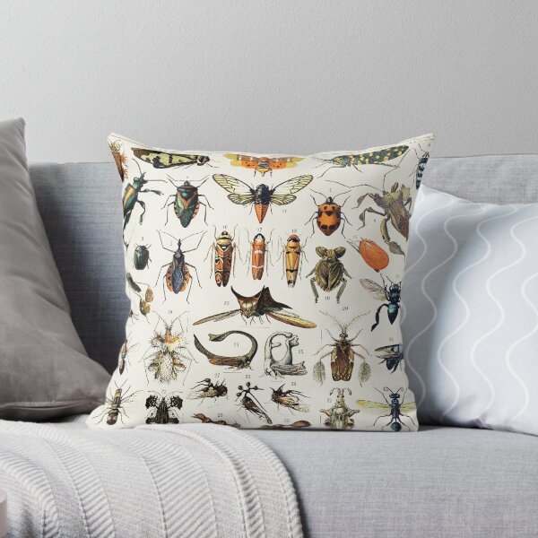 Witchy Vintage Bug Poster I Throw Pillow