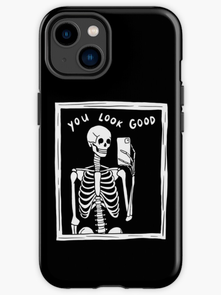 you look good skeleton mirror selfie black and white