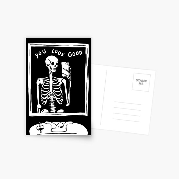 Item preview, you look good skeleton mirror selfie black and white designed and sold by glowingly.