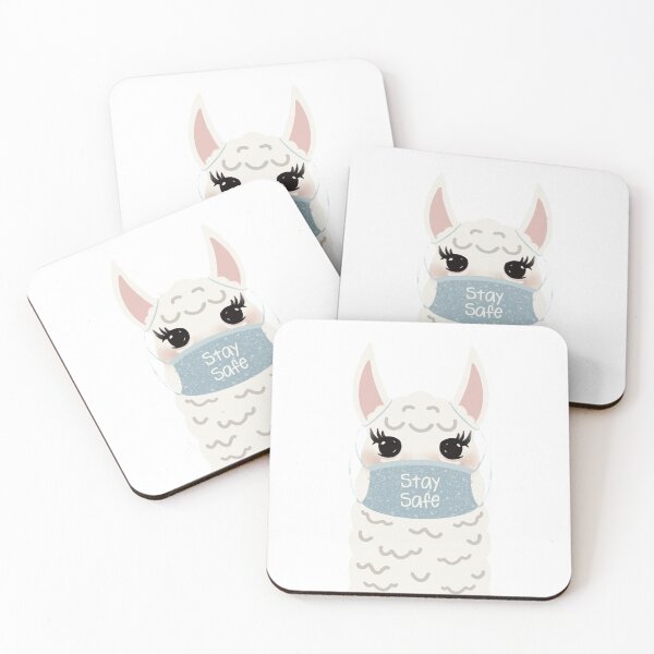 Item preview, Llama  Quarantined Stay Safe Face Mask, Illustration Lama Cute Alpaca designed and sold by Dazzline Designs.