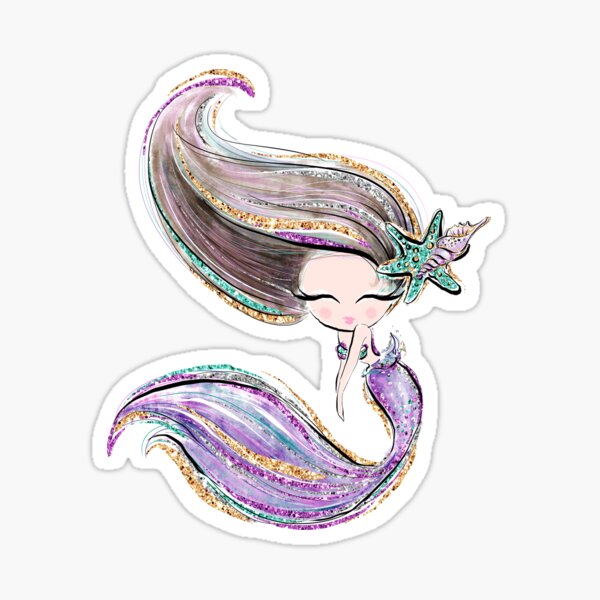 Purple Sparkle Mermaid Sticker Sticker