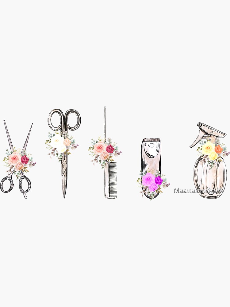 Thumbnail 3 of 3, Sticker, Hairstylist hairdresser barber tools designed and sold by Masmalinncheek.