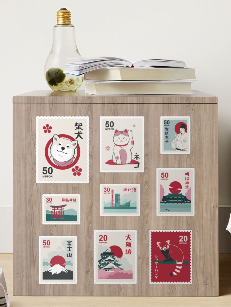 Beautiful Japanese Stamps Sticker Pack - White Version Poster for Sale by  yumiso