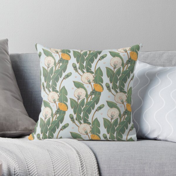 dandelion day pattern Throw Pillow