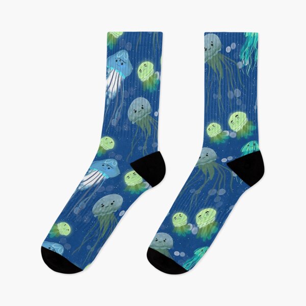 Item preview, Cute Jellyfish - Cartoon Watercolor Blue and Green Ocean Pattern designed and sold by TheRainbowRoom.