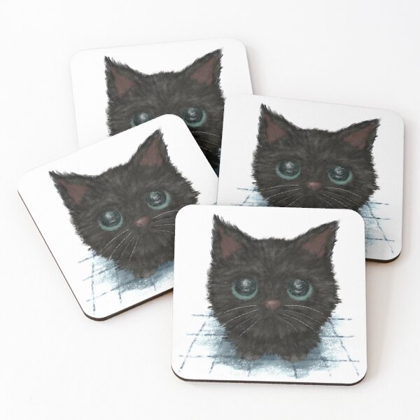 Item preview, Black cat with blue eyes looks up at me designed and sold by Toru Sanogawa.