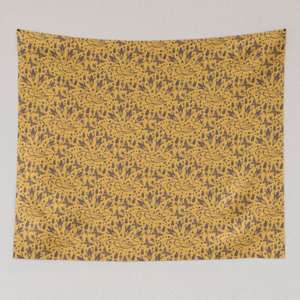 Item preview, Yellow and Purple Floral and Butterfly Pattern designed and sold by WOW TeesAndThings.