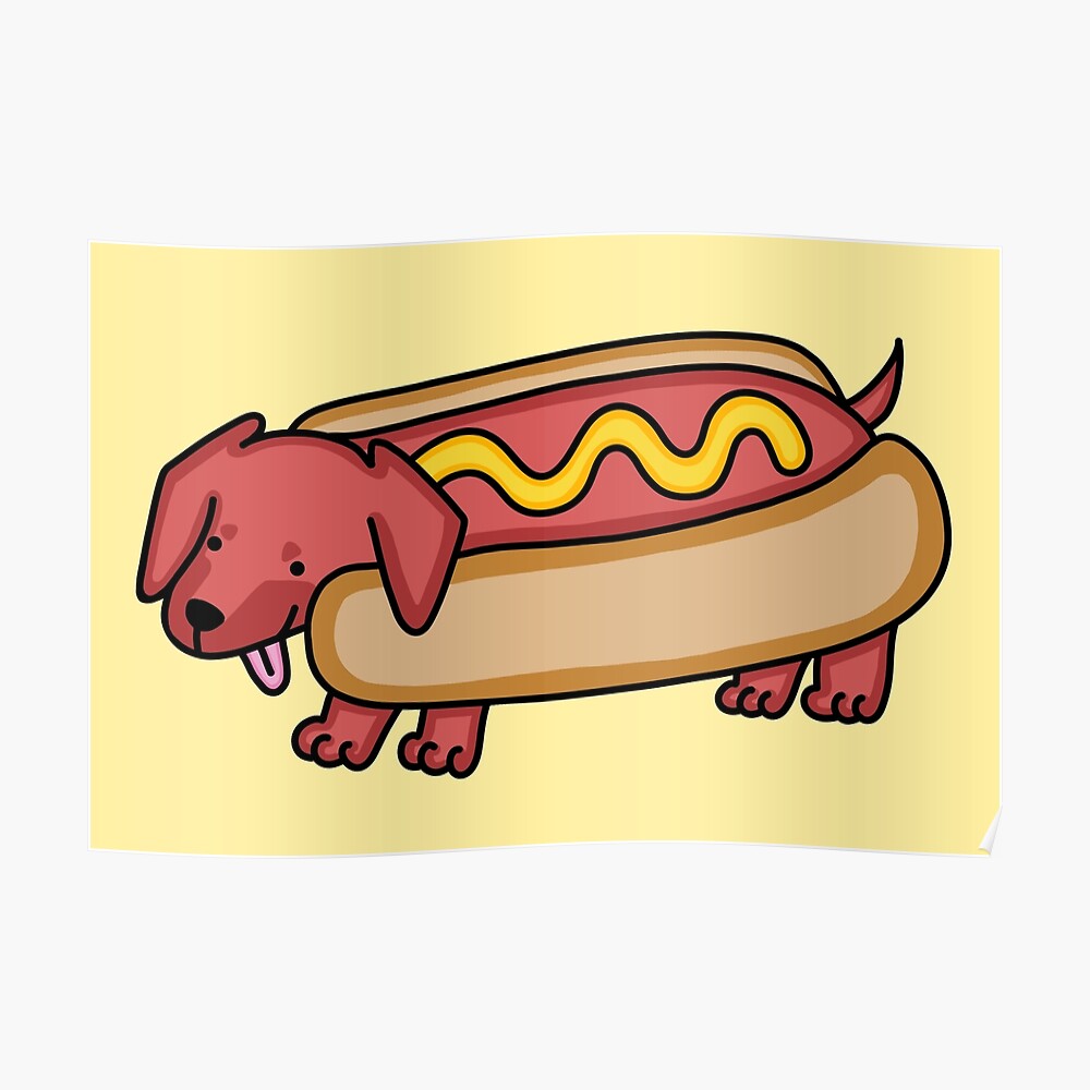 Cute funny hot dog Weiner cartoon - Hot Dog - Sticker