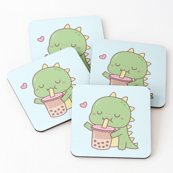 Item preview, Cute Little Dino Loves Boba Milk Tea designed and sold by rustydoodle.