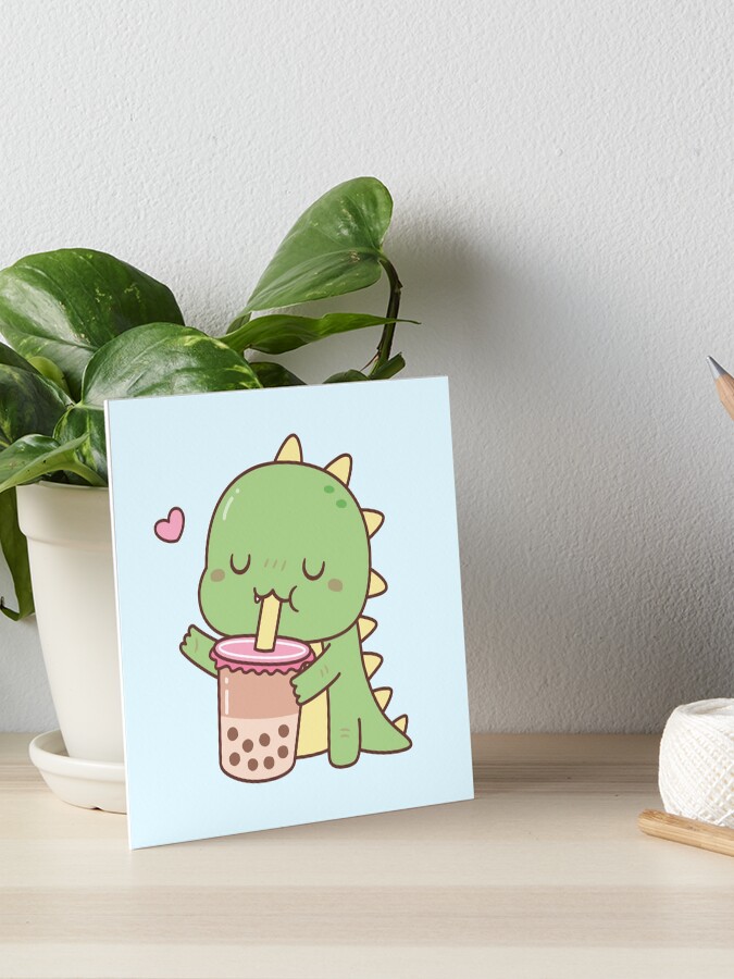 Cute Little Dino Loves Milk - Cute Dinosaur - Pin