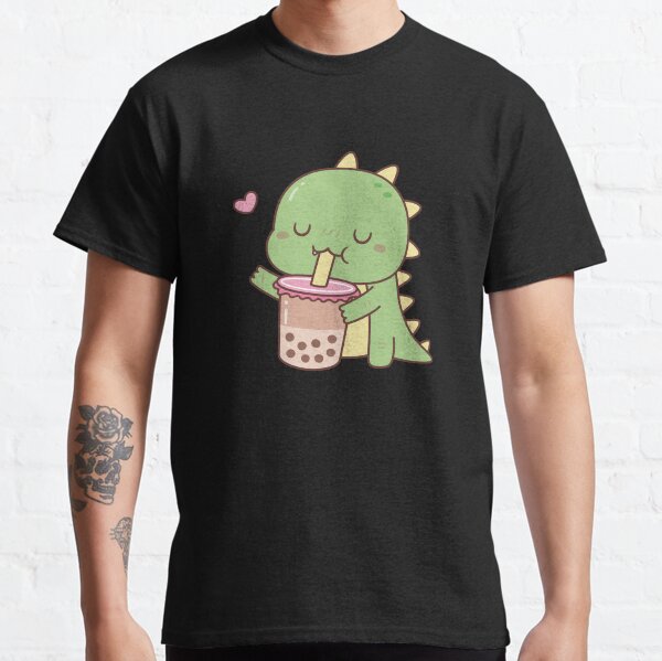 Item preview, Cute Little Dino Loves Boba Milk Tea designed and sold by rustydoodle.