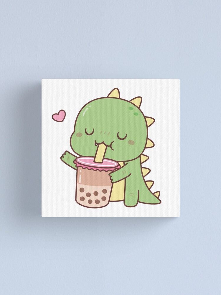 Cute Little Dino Loves Milk - Cute Dinosaur - Pin